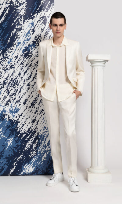 Costume laine et soie ivoire homme mariage cérémonie