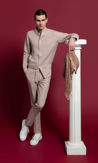 Ensemble homme lin rose
