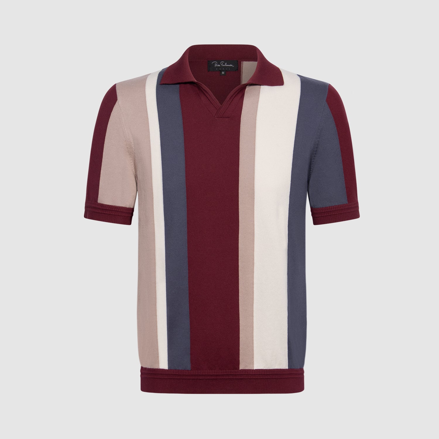 Polo homme coton rayures verticales bordeaux