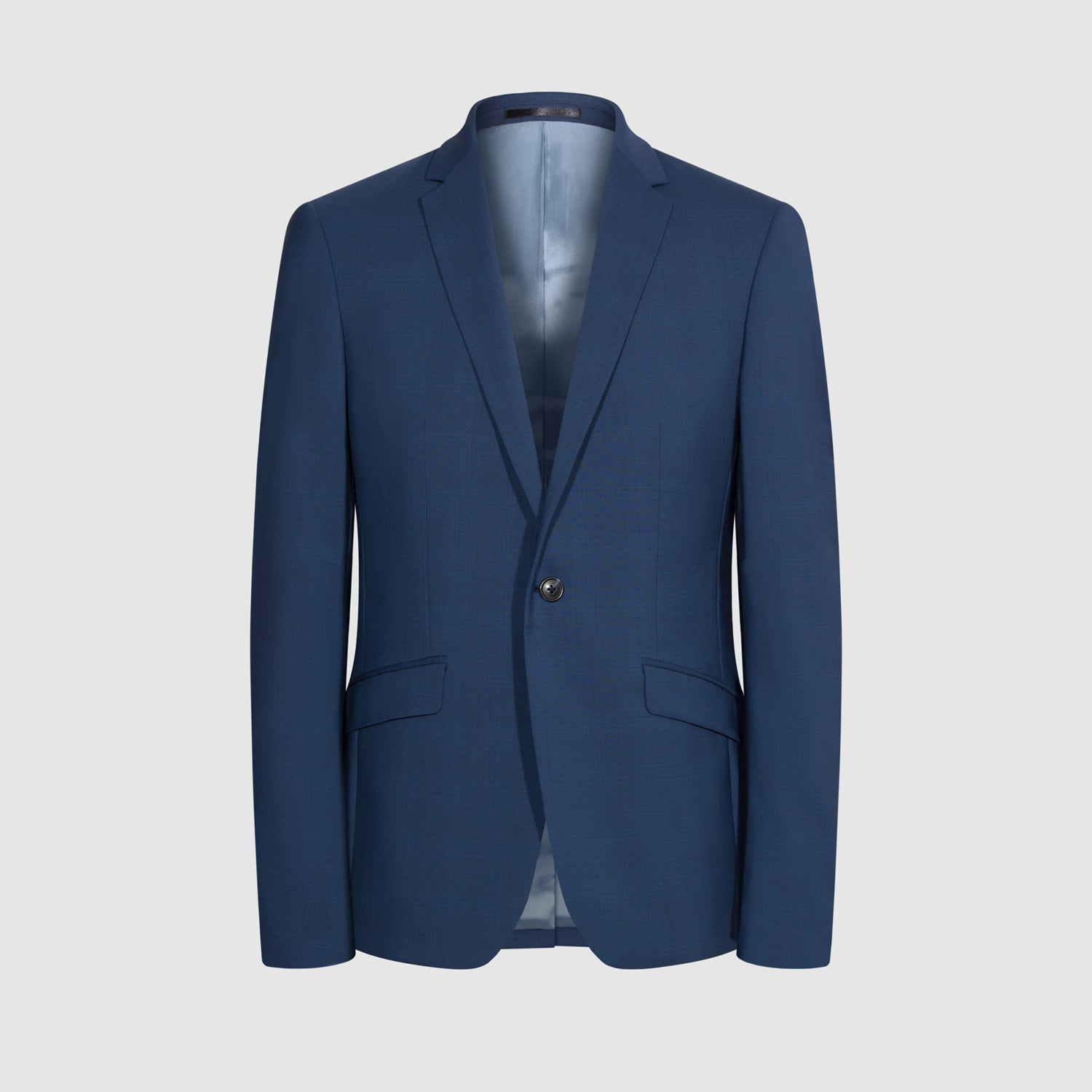 Costume homme bleu laine col tailleur ajuste