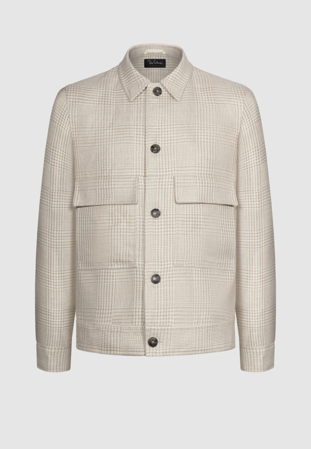 blouson lin carreaux prince de galles beige