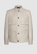 blouson lin carreaux prince de galles beige