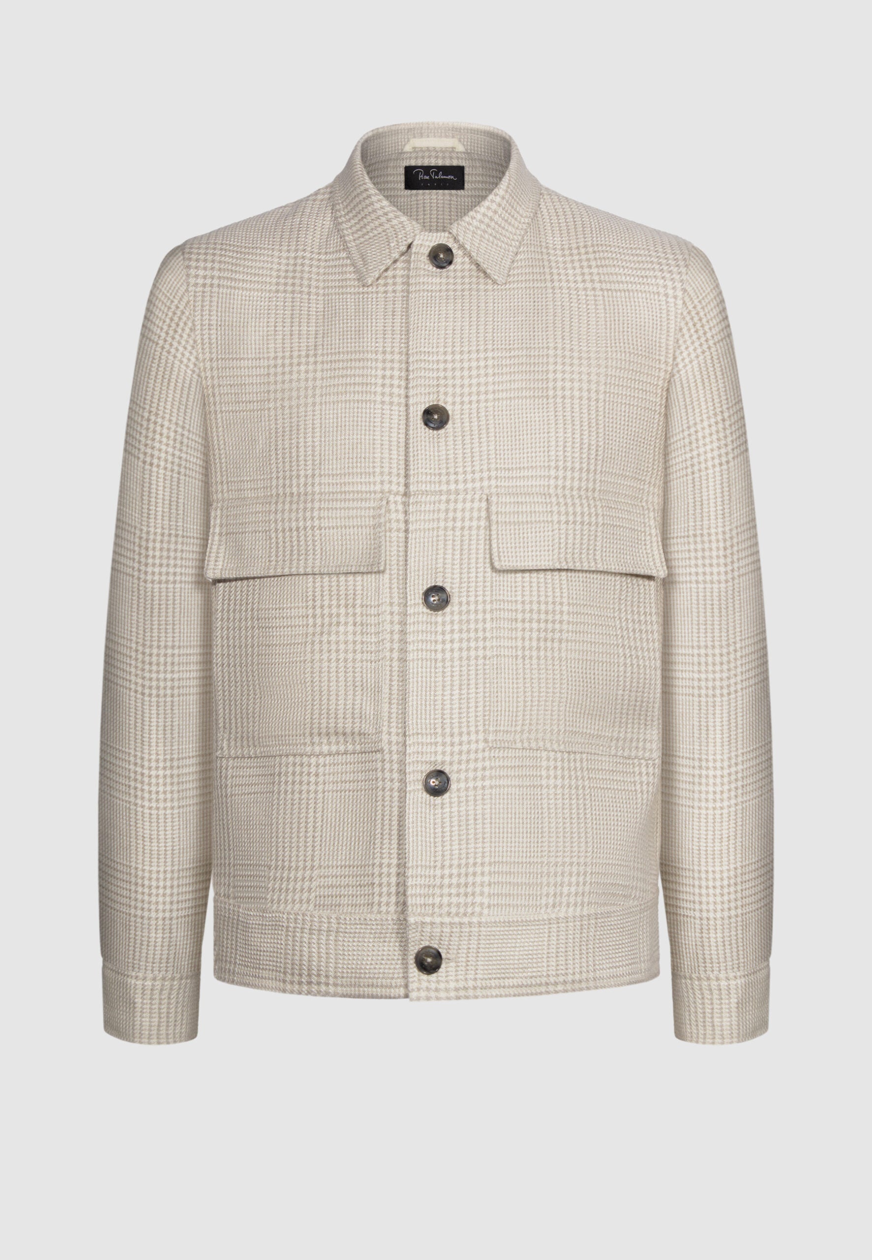 blouson lin carreaux prince de galles beige