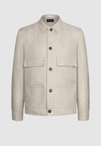 blouson lin carreaux prince de galles beige