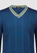 Pull torsadé bleu – Image 3