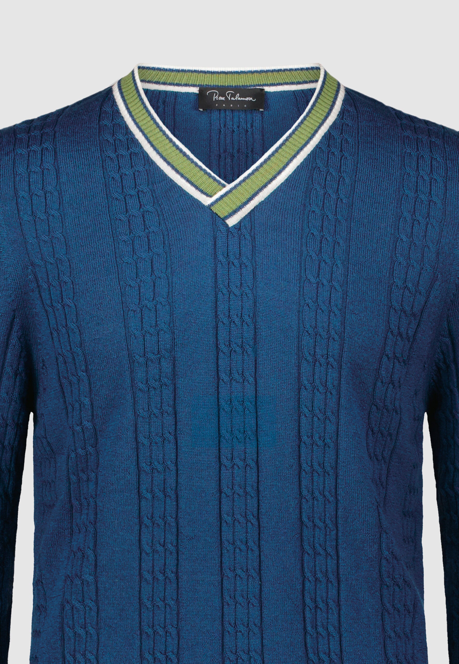 Pull torsadé bleu – Image 3