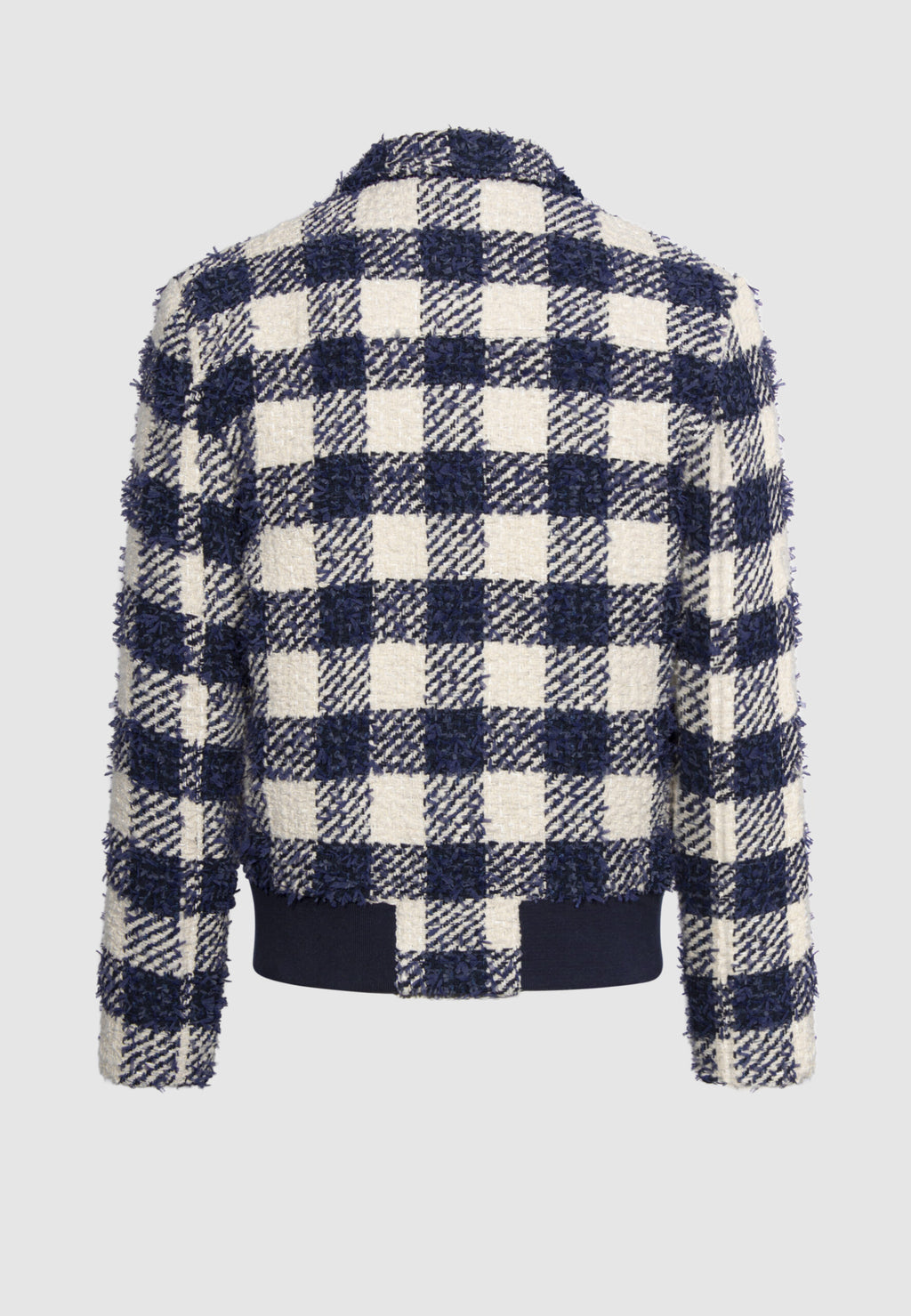 blouson homme motif carreaux bleu blanc vue dos