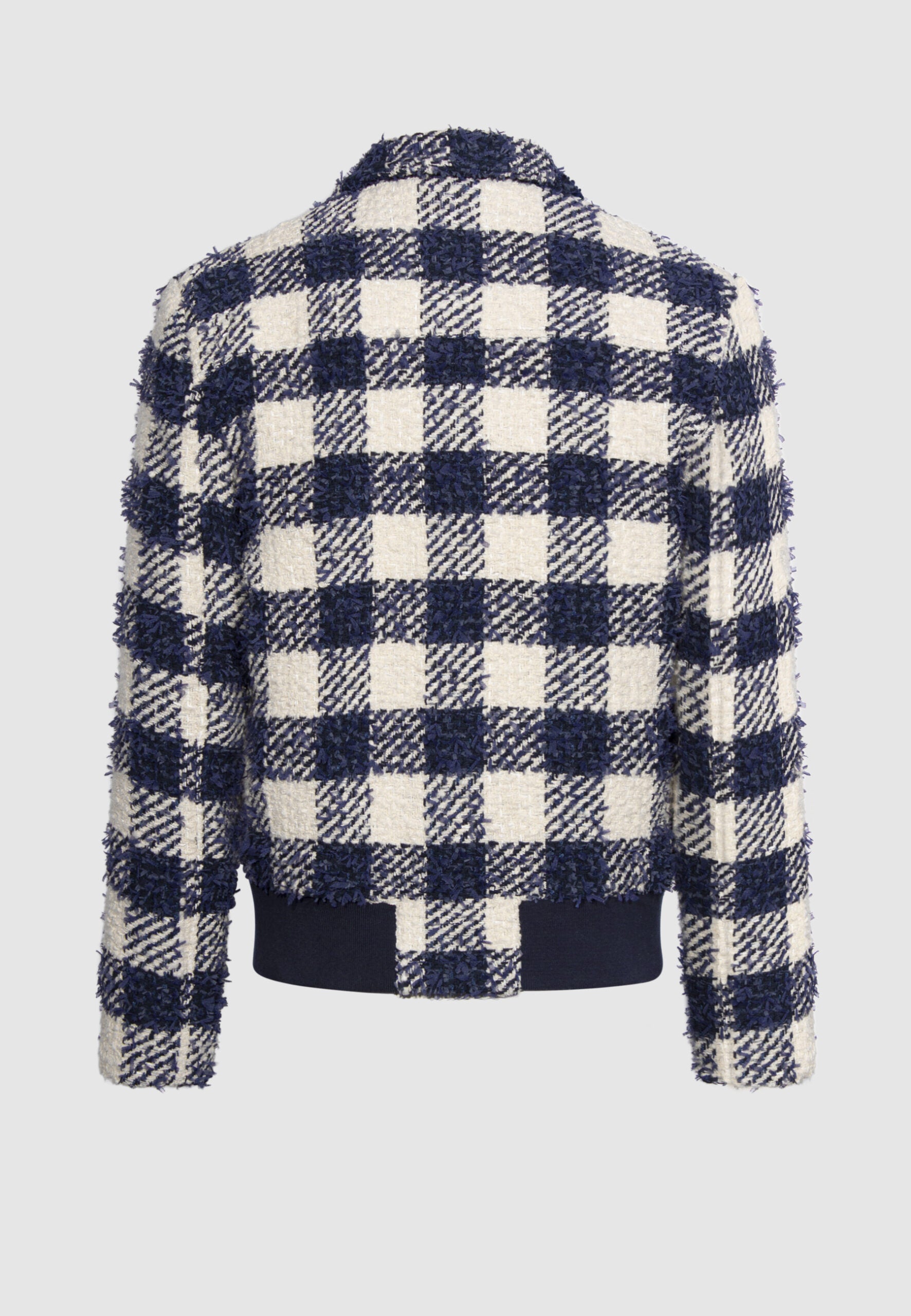 blouson homme motif carreaux bleu blanc vue dos