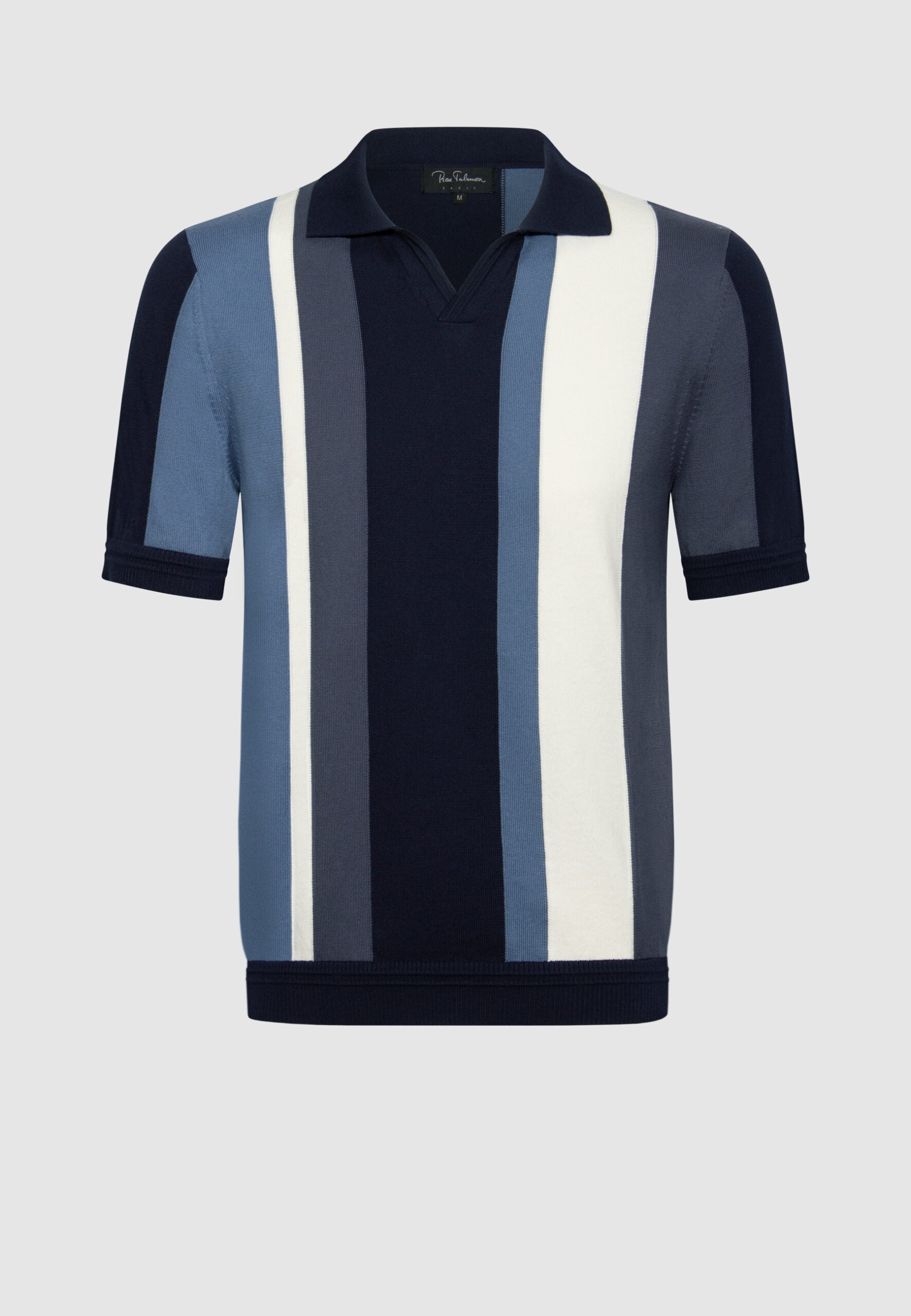 polo homme jersey de coton rayures bleues grises et blanches