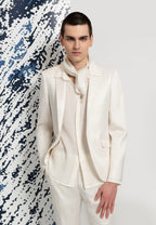 look homme costume ivoire laine et soie chemise ivoire