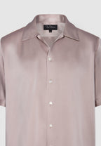 chemise manche courte satin rose