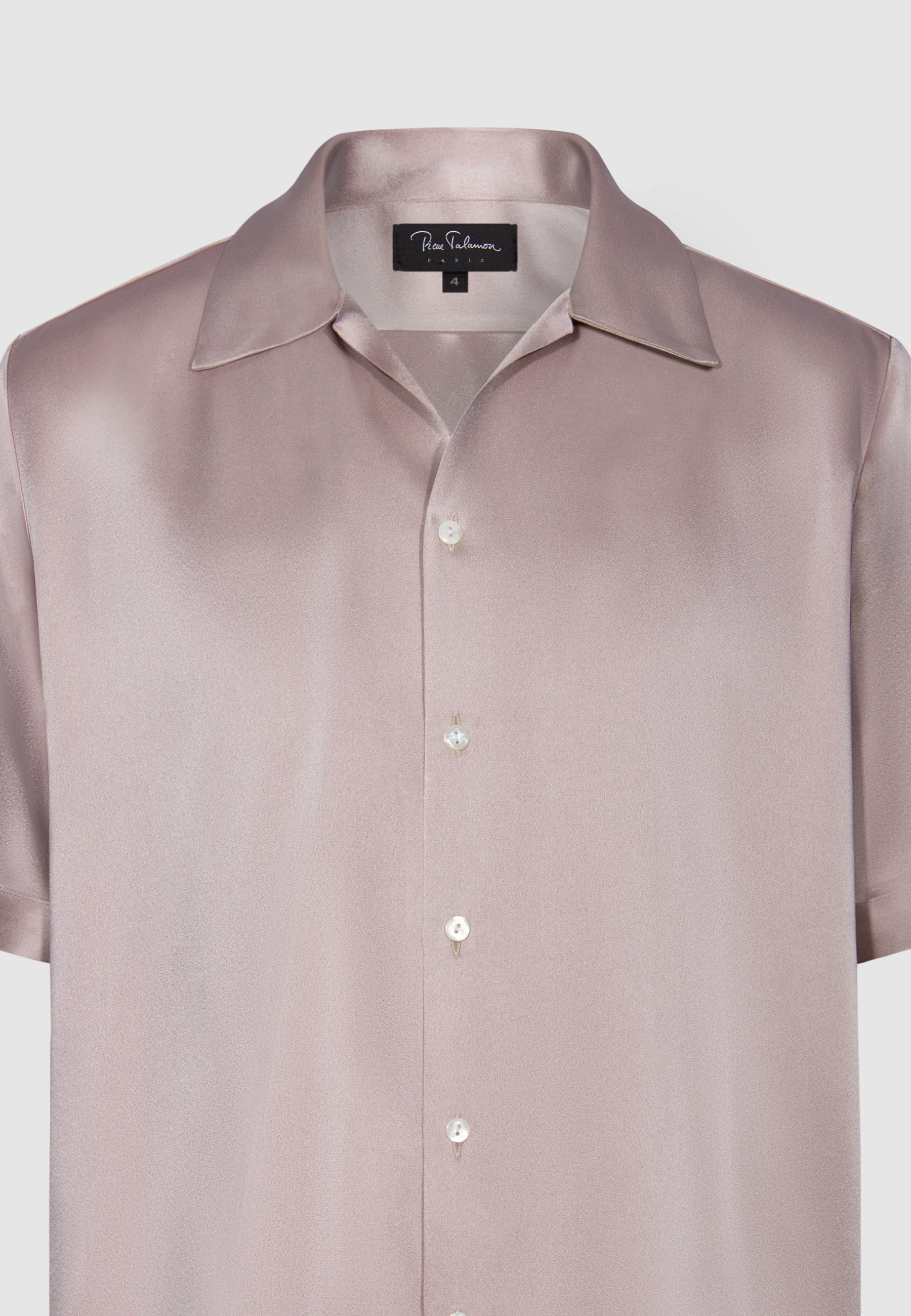 chemise manche courte satin rose