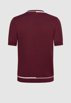 T-shirt homme jersey de coton bordeaux rayure col