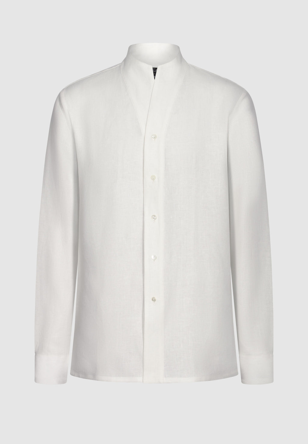 chemise homme lin blanc col montant