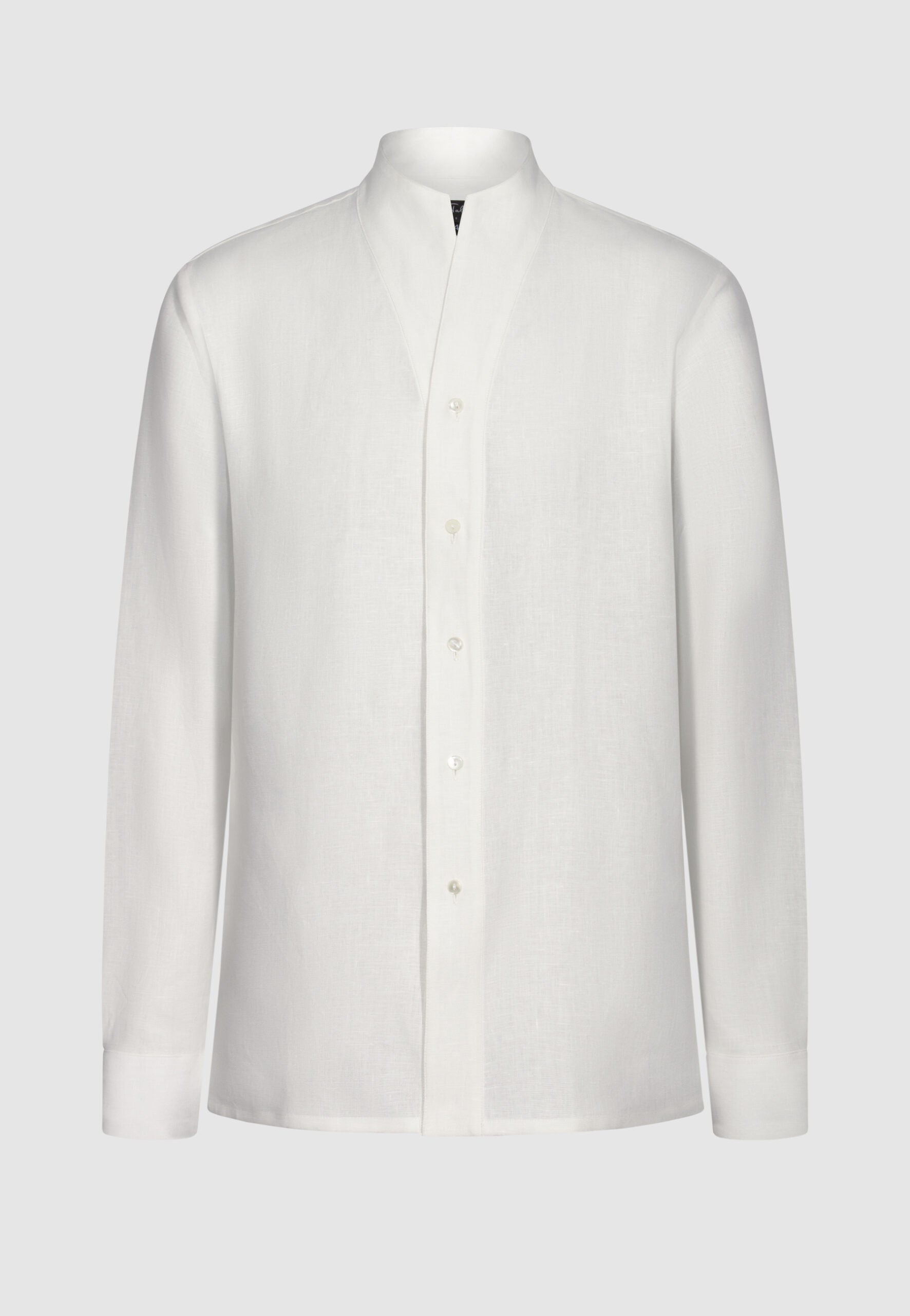 chemise homme lin blanc col montant