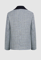 caban homme motif tissé bleu blanc noir vue dos
