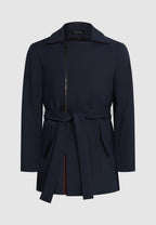 trench homme court bleu bordeaux et bande blanche incrusté