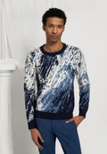 pull homme camaÏeux bleu et blanc