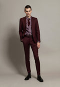 costume homme bordeaux laine chemise coton rayures