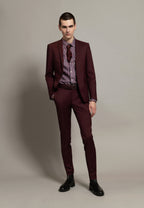 costume homme bordeaux laine chemise coton rayures