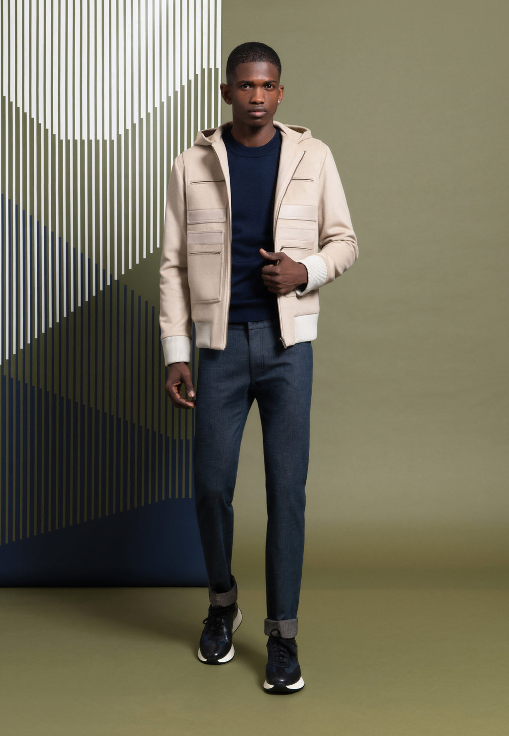 PANTALON CINQ POCHES NAVY BEIGE – Image 2