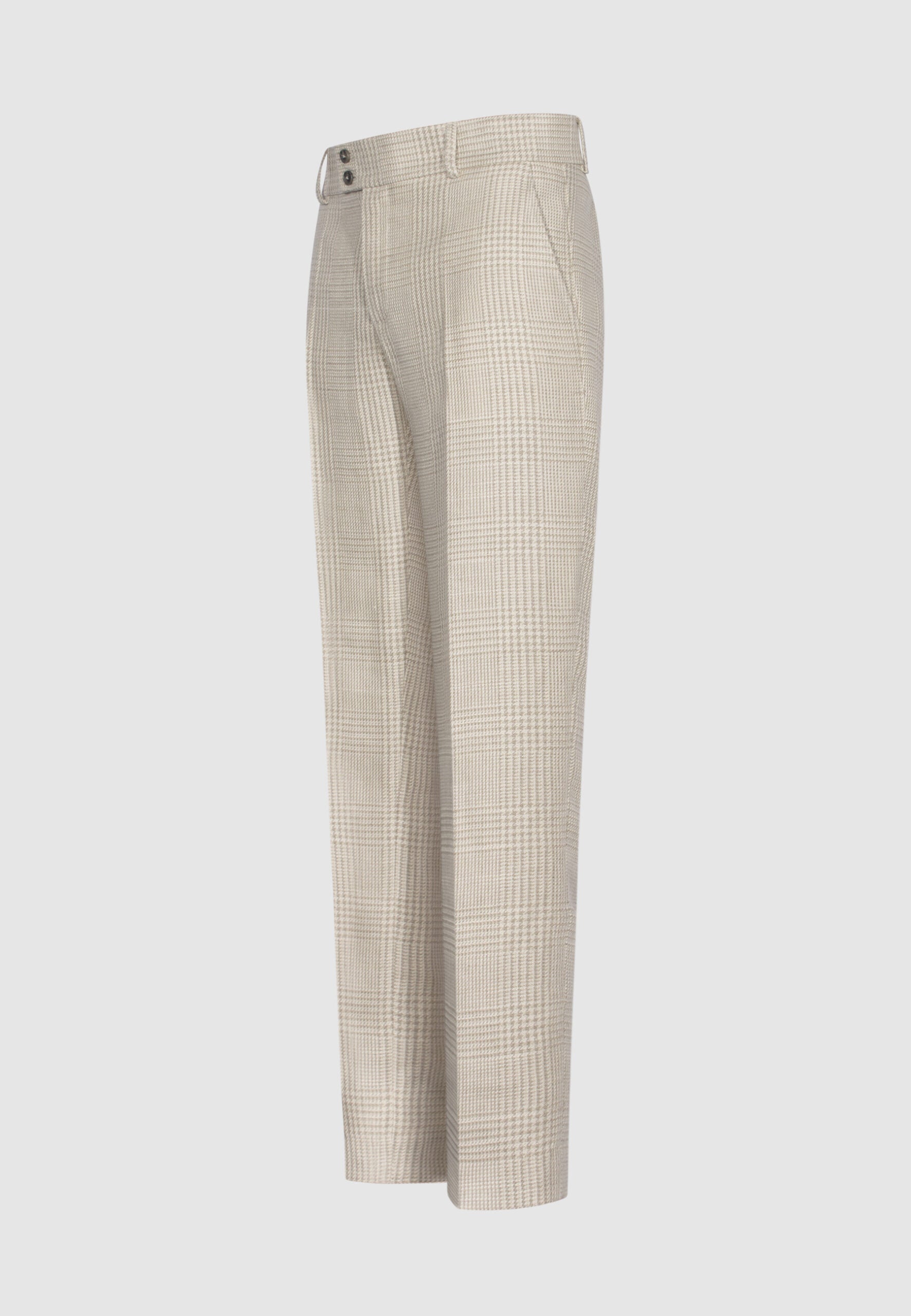 pantalon lin prince de galles beige