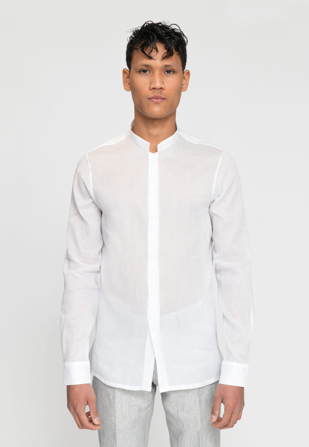 CHEMISE MAO BLANCHE EFFET FROISSÉ