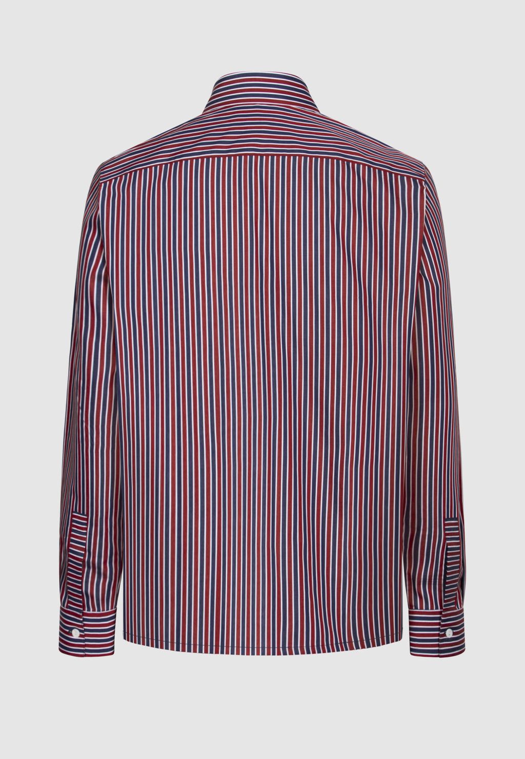 chemise homme coton rayures bleues bordeaux vue dos