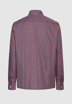 chemise homme coton rayures bleues bordeaux vue dos