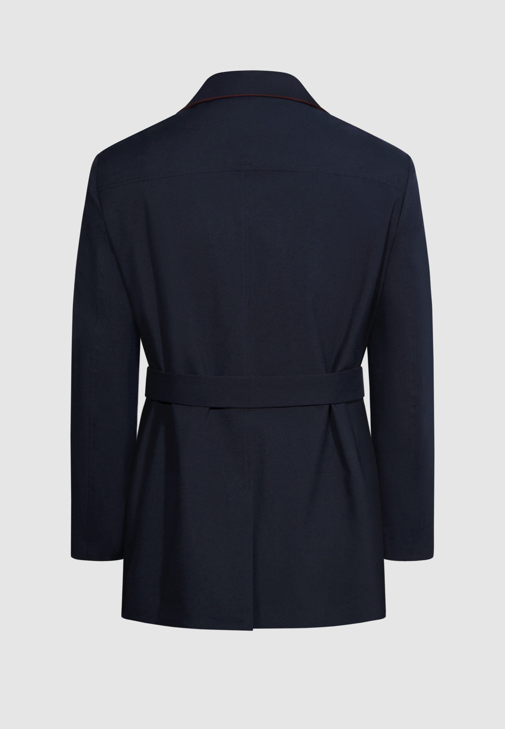 trench homme court bleu bordeaux et bande blanche incrusté