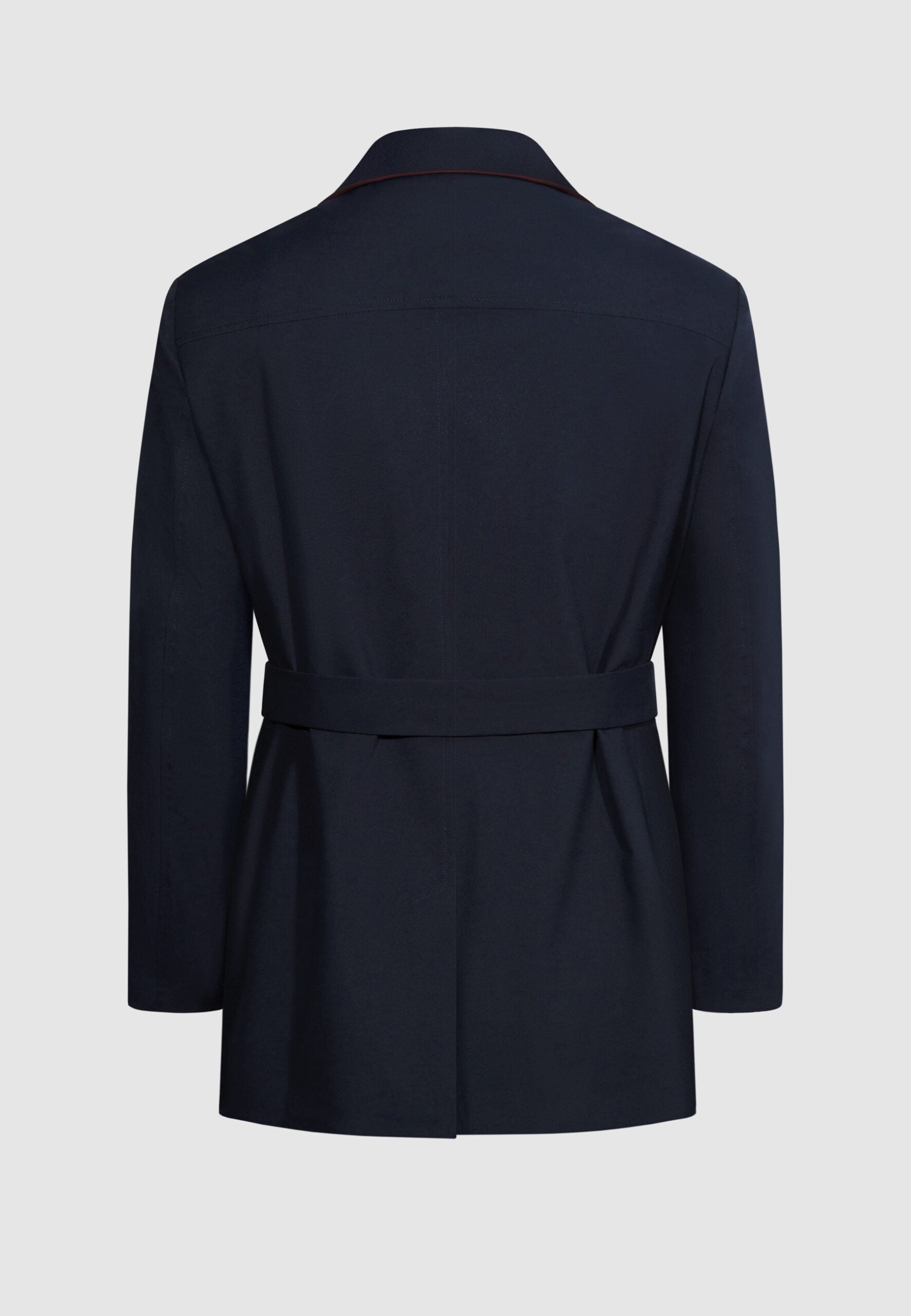 trench homme court bleu bordeaux et bande blanche incrusté