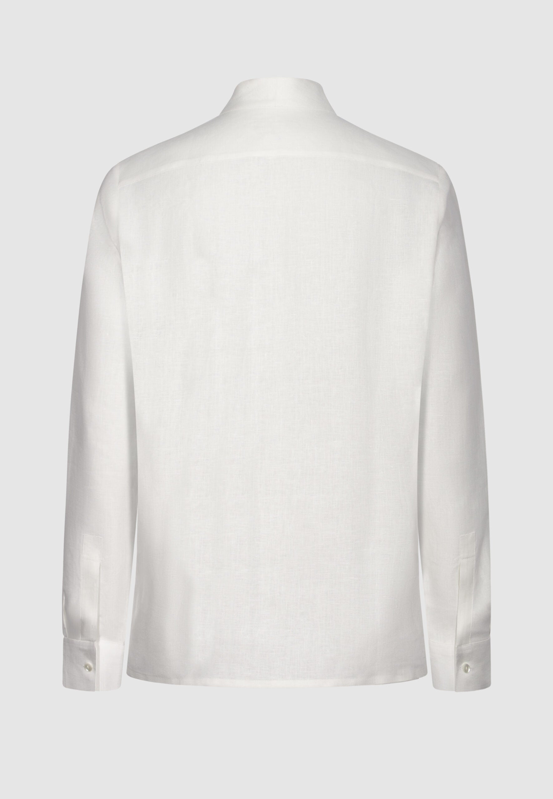 chemise homme lin blanc col montant vue dos