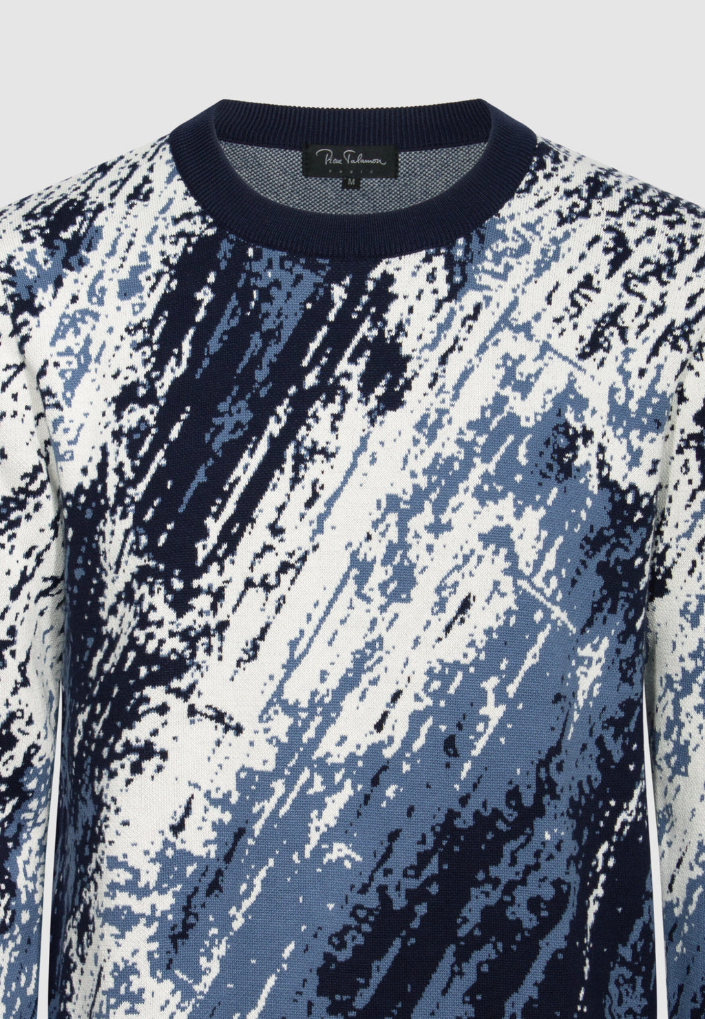 pull homme coton camaïeux de bleus col rond
