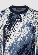 pull homme coton camaïeux de bleus col rond