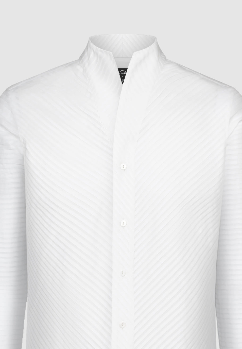 CHEMISE COL MONTANT PLISSÉE BLANCHE – Image 3