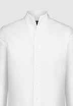 CHEMISE COL MONTANT PLISSÉE BLANCHE – Image 3