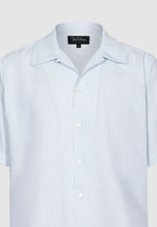 Chemise manches courtes homme rayures bleues