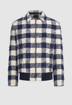 blouson homme motif carreaux bleu blanc