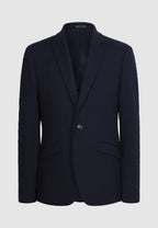 veste laine bleu marine col tailleur effet texturé