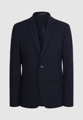 veste laine bleu marine col tailleur effet texturé