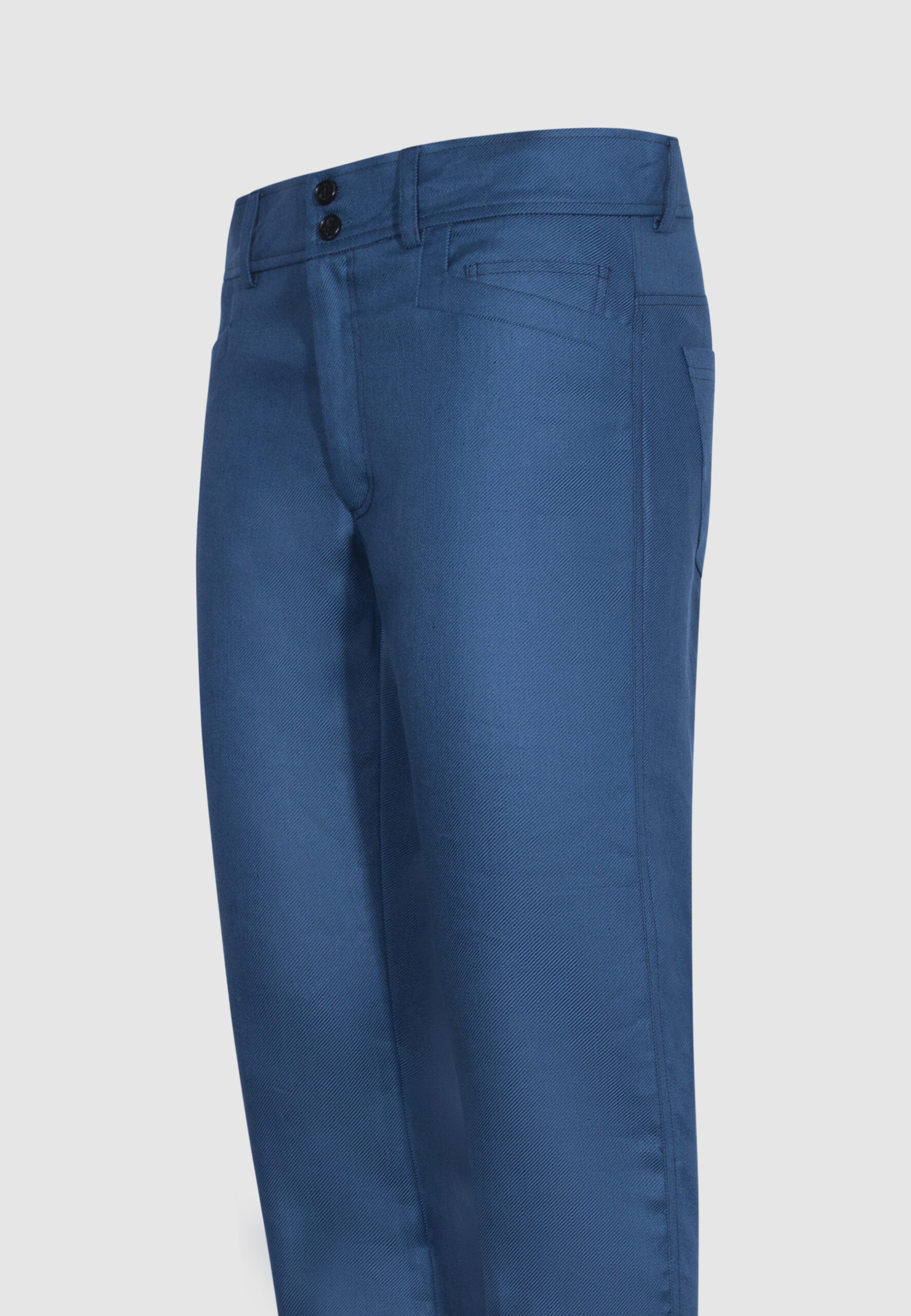 pantalon homme coton/lin bleu poches fantaisies