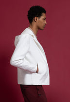 look homme blouson blanc à capuche profil