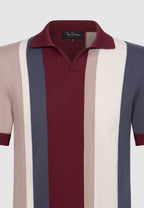 polo homme jersey de coton rayures roses grises bordeaux et blanches