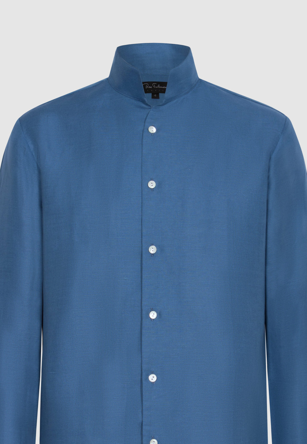 chemise homme lin bleu col officier
