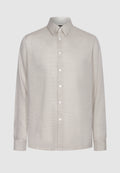 chemise homme coton beige fines rayures transparente