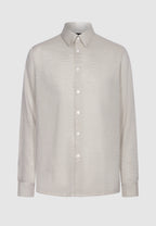 chemise homme coton beige fines rayures transparente