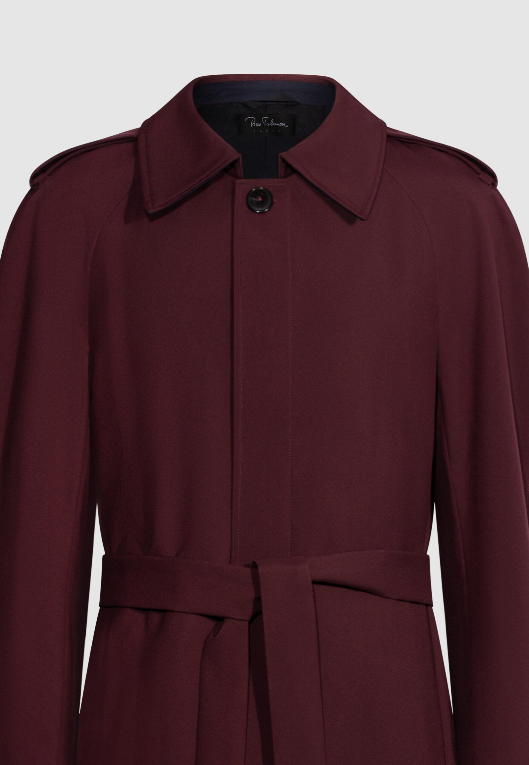 trench homme bordeaux manches raglants ceinturé