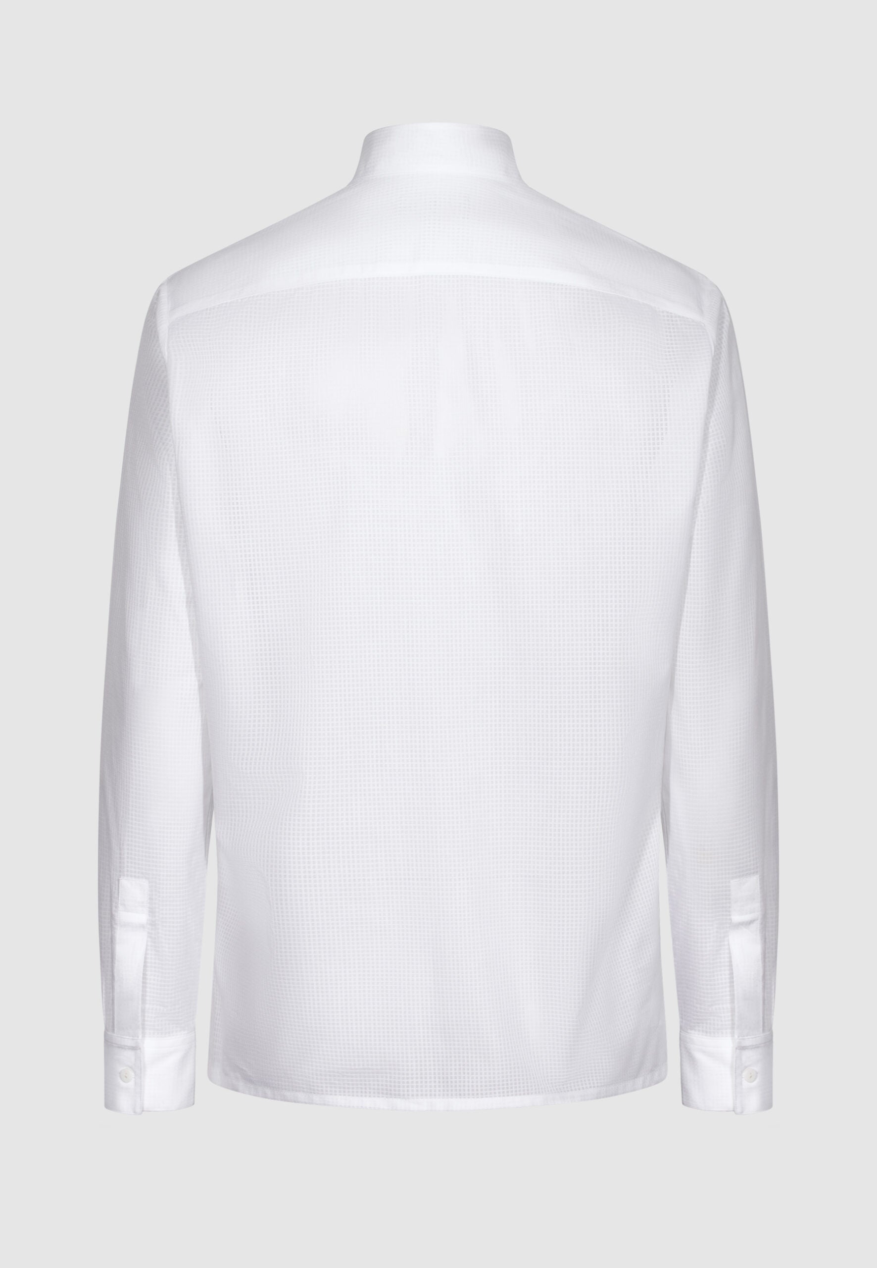 chemise homme coton blanc col mao vue dos