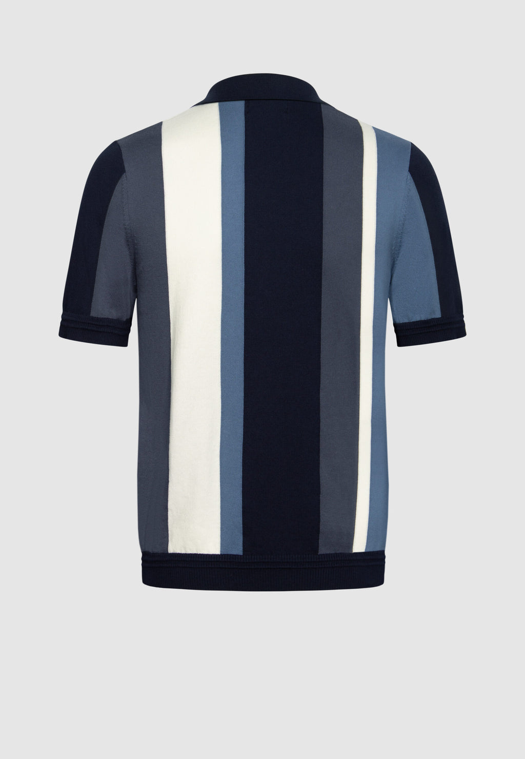 polo homme jersey de coton rayures bleues grises et blanches