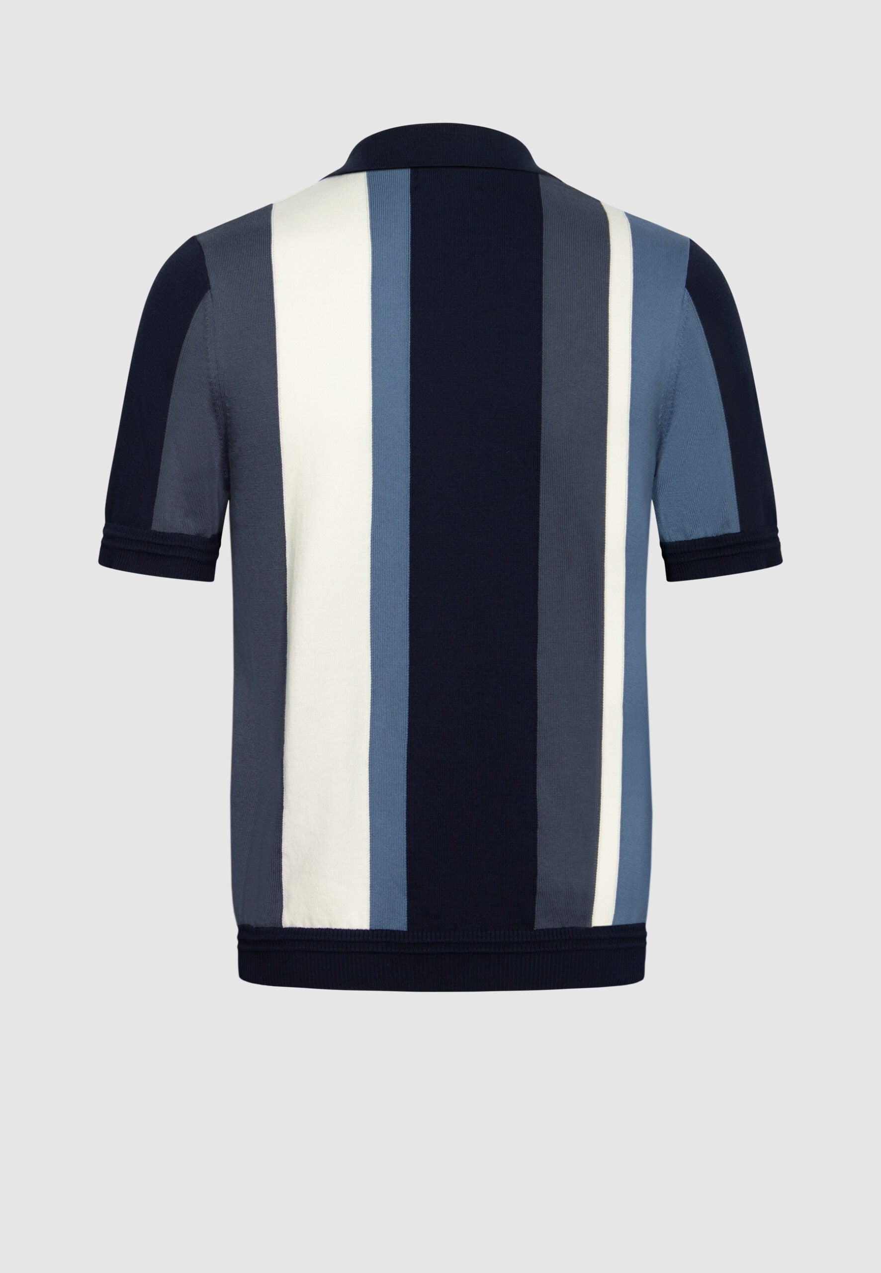 polo homme jersey de coton rayures bleues grises et blanches